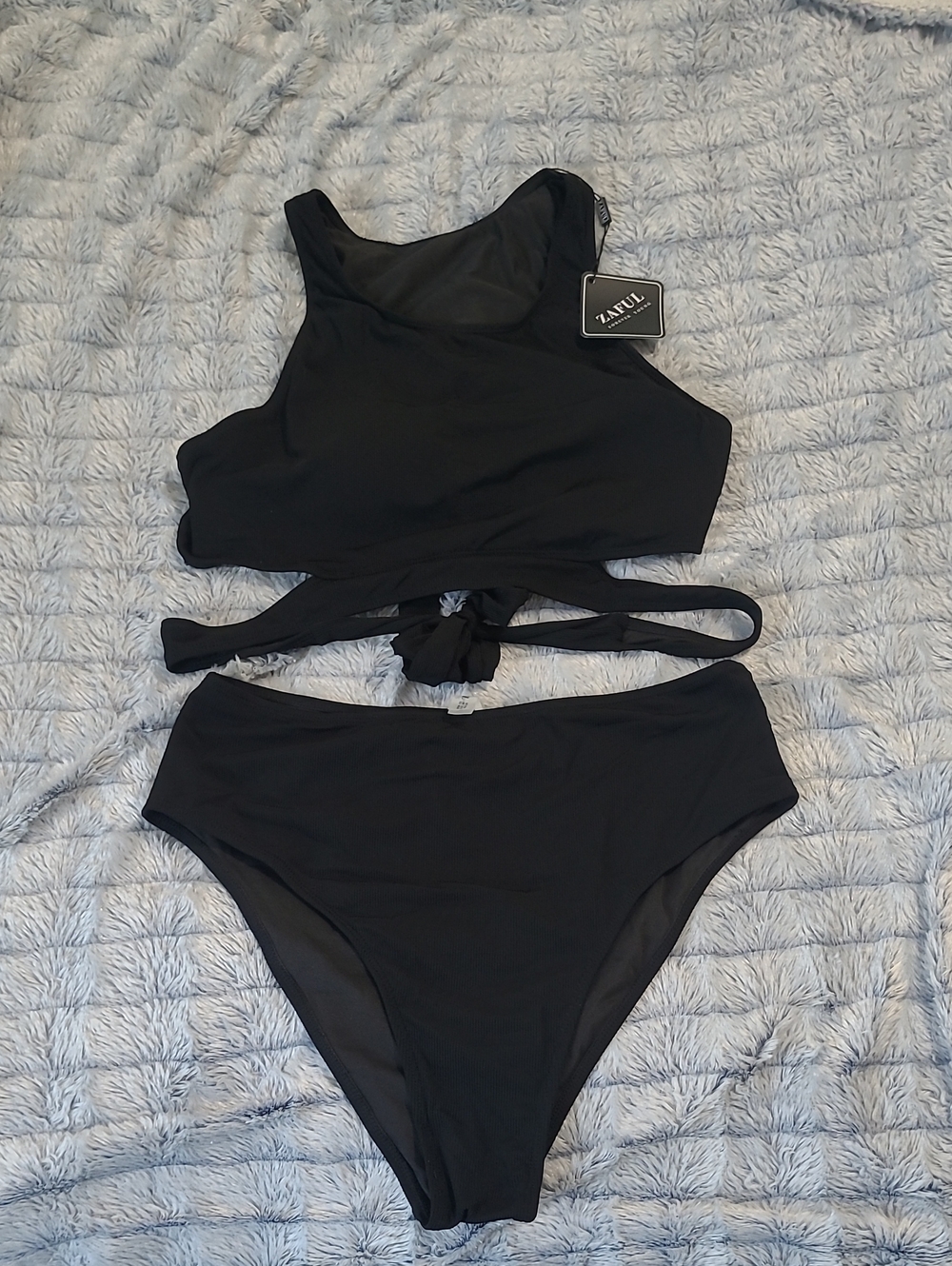 Zaful Black High-Neck Wrap Bikini Set